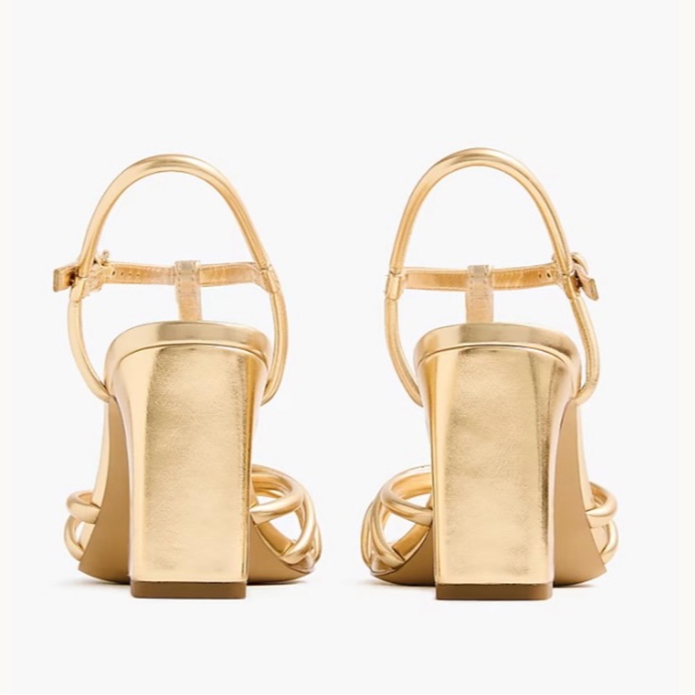 J. Crew Factory Sunkissed Metallic Gold T-Strap Heels Size 8 New in Box - Picture 4 of 11